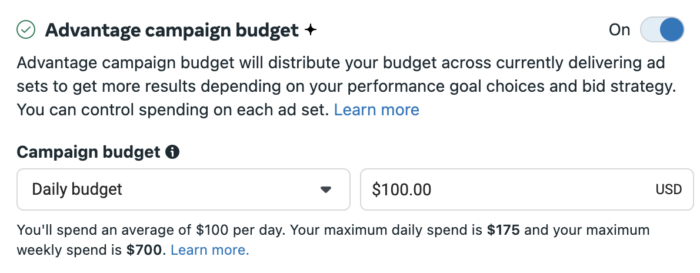 Advantage Campaign Budget